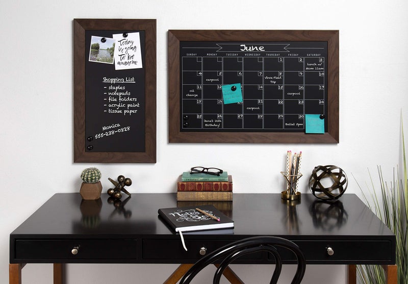 DesignOvation Beatrice Framed Magnetic Chalkboard Monthly Calendar, 18x27, Walnut Brown - Image 4